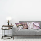 Ambesonne Marble Print Throw Pillow Cushion Case Pack of 4, Quartz Inspired Design of Stone Surface Look Print Modern Style Stained, Modern Accent Double-Sided Digital Printing, 20", Mauve Lilac Grey