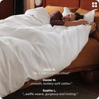 Bedsure Cotton Duvet Cover Set - 100% Cotton Waffle Weave Coconut White Duvet Cover Oversized King Size, GentleSoft™ and Breathable Bedding Set for All Season, 3 Pieces, 120"x98"