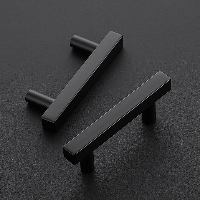Ravinte Black Cabinet Handles 20 Pack 2-1/2 inch Matte Black Square Cabinet Pulls Kitchen Hardware 4 inch Overall Length Kitchen Drawer Pulls