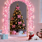 66Ft 200LED Pink Christmas Tree Lights Plug in,8 Modes Connectable Pink String Light Indoor Outdoor for Christmas Tree Bedroom Garden Decor (Clear Wire)