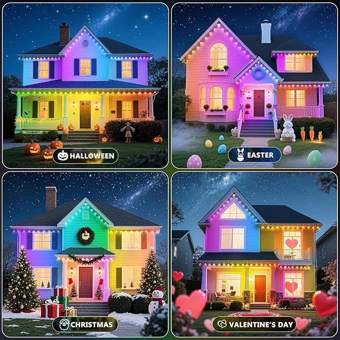 LETIANPAI 400FT Permanent Outdoor Lights,RGB Eaves Lights with App Control Remote,DIY Scene Modes IP67 Waterproof Outdoors Under Eave Lighting,Outdoor Light for Garden Decor
