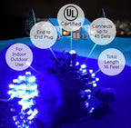 Holiday Essence Blue LED Mini Christmas Lights Set, 60 5mm Memorial Fourth of July Blue String Lights, Green Wire, for Indoor Outdoor Décor, Home, Wedding, Patio, Garden Decorations, UL Certified