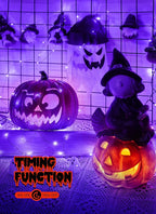 5 Pack Fairy Lights Battery Operated, 7 Feet 20 Led String Lights with Timer, Waterproof Firefly Lights for Party Haunted House Indoor Outdoor Halloween Decorations, 6 Hours on/18 Hours Off, Purple