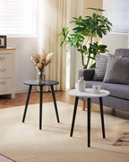 Apicizon Round Side Table Set of 2, Black Nightstand Coffee End Table for Living Room, Bedroom, Small Spaces, Morden Side Table Home Decor Bedside with Wood Legs, 16.5 x 20.5 Inches