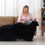 Tuddrom Decorative Extra Soft Faux Fur Blanket Twin Size 70" x78",Reversible Fuzzy Lightweight Long Hair Shaggy Fleece Blanket,Fluffy Cozy Plush Comfy Microfiber Throw Blanket for Couch Sofa Bed,Black