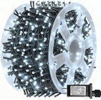 Dazzle Bright 164 FT 500 LED Christmas String Lights, Waterproof Green Wire String Lights with 8 Modes, Outdoor Christmas Decorations for Indoor Garden Party Yard Decor (White)