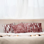 Ambesonne Vintage Throw Pillow Cushion Case Pack of 4, Abstract Grunge Effect Brushstrokes and Waving Striping Stains Paisley Drops, Modern Accent Double-Sided Digital Printing, 24", Maroon Rust White