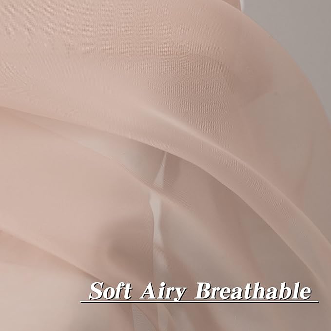 HUTO Blush Pink Sheer Curtains 96 inches Long for Bedroom Top Rod Pocket Sheer Window Panels Curtains for Nursery Living Room 52 by 96 Inch Length Set of 2