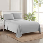 King Size Sheets - Breathable Luxury Bed Sheets with Full Elastic & Secure Corner Straps Built In - 1800 Supreme Collection Extra Soft Deep Pocket Bedding Set, Sheet Set, King, Silver