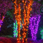 5mm LED Wide Angle Amber Prelamped Light Set, Green Wire - 70 5mm Amber LED Christmas Lights, 4" Spacing