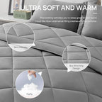 Love's cabin Full Comforter Set Grey, 7 Pieces Full Bed in a Bag, All Season Bedding Sets with 1 Comforter, 1 Flat Sheet, 1 Fitted Sheet, 2 Pillowcase and 2 Pillow Sham
