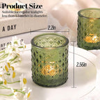 36 Pcs Green Votive Candle Holders, Green Tea Light Holders for Wedding and Dining Holiday Table Decor, Glass Candle Holders for Christmas Home Decoration, Vintage Parties and Gifts