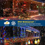105FT 300LEDs Christmas Lights Outdoor Indoor String Lights 8 Modes Memory Function for Christmas Tree Party Decoration, 100% UL Listed (4 Sets CONNECTABLE) Multi-Color