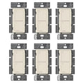 Lutron Caseta Original Smart Light Switch (Lutron Smart Hub Required), for Home, LED Lights, and Fans, 6 Amp, Single-Pole/3-Way, Neutral Required, PD-6ANS-LA-6-Pack, Almond, 6 Pack