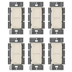 Lutron Caseta Original Smart Light Switch (Lutron Smart Hub Required), for Home, LED Lights, and Fans, 6 Amp, Single-Pole/3-Way, Neutral Required, PD-6ANS-LA-6-Pack, Almond, 6 Pack