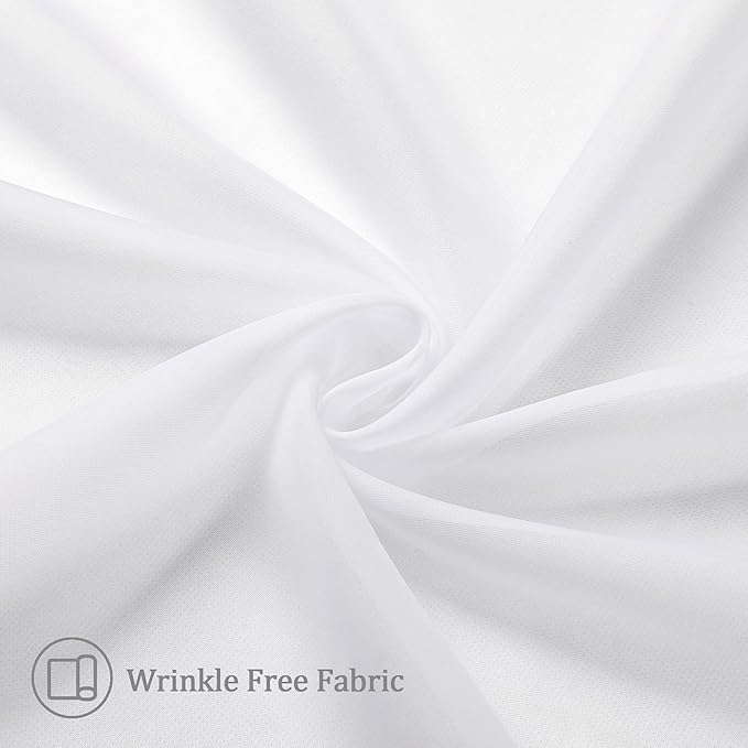 Aiyufeng White Sheer Curtains 54 inch Length Living Room Short Voile Drapes Solid Sheers Cafe Curtains Voile Bathroom Small Window Curtain 2 Panels Set, Rod Pocket, 40" Wx54 L