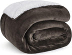 Bedsure GentleSoft Sherpa Fleece Throw Blanket Twin Size for Couch - Thick and Warm Throw for Women and Men, Soft Fuzzy Plush Twin Blanket for Winter, Brown, 60x80 Inches