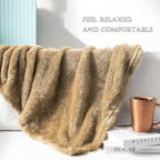 Exclusivo Mezcla Plush Fuzzy Fleece Bed Blanket Queen Size, Super Soft, Fluffy and Warm Blankets Suitable for All Seasons (Brown, 90x90 Inches)