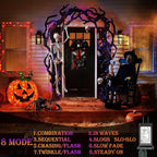Decute Halloween String Lights Outdoor Indoor Waterproof 300LED 105FT UL Certified with End-to-End Plug 8 Modes, Decoration Lights for Christmas Tree Patio Garden Wedding Party Orange Purple