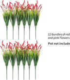 Artificial Faux Plants Flowers for Outdoor Decorations, Fake Monkey Grass for Outside Porch Patio, No Fade Realistic Greenery Plant, UV Resistant Artificial Bush Shrubs for Courtyard Window Garden