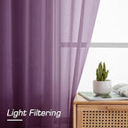 OWENIE Plum Sheer Curtains, Sheer Curtains 78 Inches Long 2 Panels Set, Rod Pocket Voile Fimly Sheer Drapes for Living Room Bedroom, 2pcs, Plum, Each 42" W x 78" L