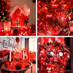 JMEXSUSS 2 Pack Red Fairy Lights Battery Operated, Total 400 LED 132ft Christmas Lights with Remote, 8 Modes Twinkle String Lights for Bedroom Wreath Tree Valentine Halloween Xmas Decorations
