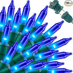LAMPHOME Super-Bright Extendable Blue Christmas Lights Decoration 150Lights 31.9ft UL Certified Mini Bulb String Lights Set for Outdoor Christmas Tree Garden Holiday Party Patio Wedding Garland Decor