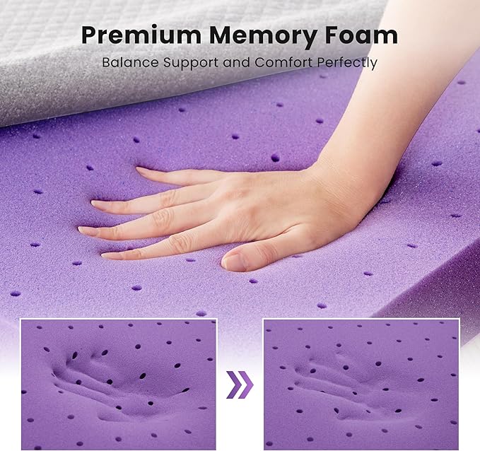 SINWEEK 2 Inch Gel Memory Foam Mattress Topper Twin Size, Ventilated High Density Pad for Back Pain, Bed Topper with Removable Soft Cover, CertiPUR-US Certified,Grey