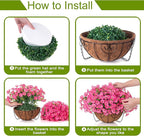 Artificial Faux Hanging Flowers Plants Baskets for Outdoors, Fake Silk Morning Glory in Planter UV Resistant Realistic Artificial Flower for Outside Porch Patio Balcony Garden Yard Home Decor