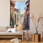 Lunarable City Tapestry Queen Size, Babylon City Gardens Architecture 7 Wonders of the World, Wall Hanging Bedspread Bed Cover Wall Decor, 88" X 88", Caramel Green