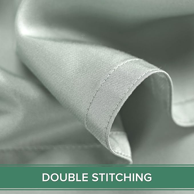 Queen Sheets by Pure Bamboo, Genuine 100% Organic Viscose Derived from Bamboo Bed Sheet Set, Luxuriously Soft & Cooling, Double Stitching, Lifetime Quality Promise (Queen, Sea Glass)
