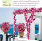 60 Pcs Artificial Faux Bougainvillea Fake Flower Silk Bougainvillea Branches UV Resistant Outdoor Indoor Decoration for Wedding Home Centerpieces Outside Decor (Rose Red)