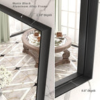 28x36 Inch Black Metal Framed Wall Mirror for Wall, Matte Black Rectangle Mirror, Bathroom Vanity Mirror with Square Corner, Anti-Rust (Horizontal/Vertical)