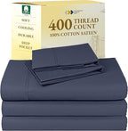 California Design Den Split King Sheets Sets for Adjustable Bed - Soft 400 Thread Count Sateen, Natural 100% Cotton Sheets, Deep Pockets, Breathable, Cooling and Durable Bedding - Indigo Dusty Blue
