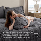 Bedsure California King Comforter Set - Bed in a Bag Cal King Bedding Set 7 PCS, GentleSoft™ Pintuck Bed Set Gift for Family, Pinch Pleat Dark Grey Comforter with Sheets, Pillowcases & Shams