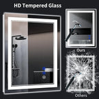 30"x24" LED Bathroom Mirror with Anti-Fog, Stepless Dimmable Lights, 3 Color Modes, Shatter-Proof Tempered Glass, Memory Function & Waterproof Design