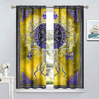 Viking Blackout Curtains Scandinavian Pirate Totem Mythology Golden Tree of Life Printed Curtain Bedroom and Living Room Decoration Blackout Curtains W42 * L54 Inch