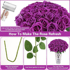72 Pcs Artificial Roses Purple Fake Silk Roses Realistic Roses Faux Flower Indoor Wedding Home Decor, Birthday Decorations