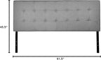 Amazon Basics Faux Linen Upholstered Tufted Headboard with Adjustable Height, King, Gray