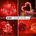 ZGWJ 50 Pack Fairy Lights Battery Operated, 7ft 20 Mini LED Fairy String Lights Silver Wire 3 Modes for DIY, Parties, Wedding, Bedroom, Halloween Christmas Decoration Red