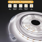 PAUTIX 5V USB COB LED Strip Light 6.56ft/2m 1200lm, Dimmable 640LEDs 6000K Daylight White CRI90+ with RF Remote TV Backlight,Flexible Under Cabinet Tape Light for Bedroom,Kitchen,Home DIY Lighting