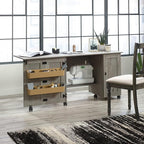 Sauder Craft Cart Storage Cabinet, Rolling Sewing Table with Expandable Top, Mystic Oak