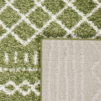SAFAVIEH Arizona Shag Collection Accent Rug - 3'2" x 5', Green & Ivory, Moroccan Design, Non-Shedding & Easy Care, 1.6-inch Thick Ideal for High Traffic Areas in Foyer, Living Room, Bedroom (ASG741X)