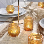 36 Pcs Amber Glass Candle Holders - Fall Votive Candle Holders for Party Decorations, Thanksgiving & Christmas Table Centerpieces