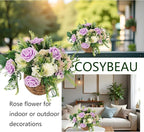 Artificial Rose Flowers 25pcs, Purple Foam Fake Rose Faux Flower for Wedding Bouquets Bridal Shower Centerpieces Floral Arrangements Home Decorations Party Backdrops Table