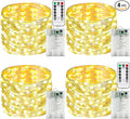4 Pack Fairy Lights Battery Operated with Remote Control Timer, LED String Lights Outdoor Indoor Decorations, 8 Modes Twinkle Lights for Christmas Party Wedding Birthday Bedroom Décor (Warm White)