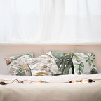 Ambesonne Vintage Tropical Throw Pillow Cushion Case Pack of 4, Retro Botanical Summer Vibes Monstera Leaf Orchid Flowers, Modern Accent Double-Sided Digital Printing, 20", Laurel Green Ginger Blush