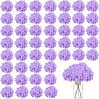 Artificial Flowers Silk Hydrangea Heads with Stems Fake Flowers for Wedding Home Party Shop Baby Shower Decor (Purple)