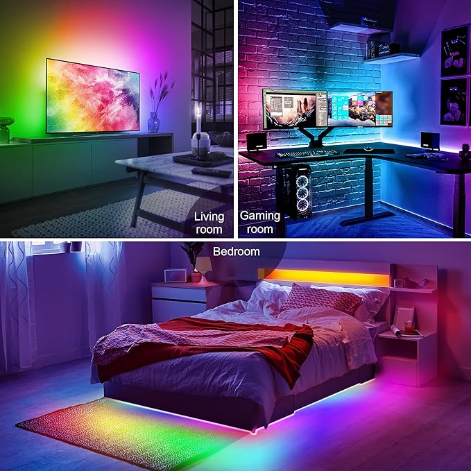 PANGTON VILLA LED Lights for TV 80-100 Inch, 24.6FT ICRGB TV LED Backlight Kit Work with APP & Remote Control, Music Sync TV LED Lights, TV Lights Behind, USB Powered