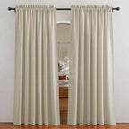 RYB HOME Linen Textured Sheer Curtains 84 inches Long, Privacy Semi-Transparent Sheer Window Curtains for Living Room Bathroom French Door, Deep Beige, W 70 x L 84 inch, 1 Pair